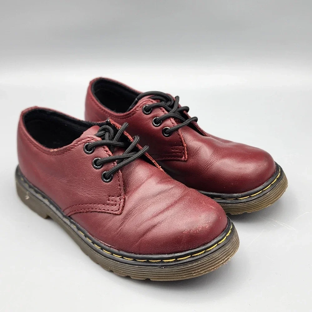 Dr Martens Everley Little Kids Girls Boys Smooth Black Leather Soft Toe Shoes 11